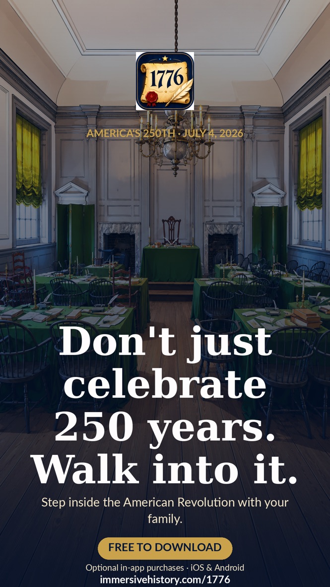 Promotional graphic reading Don't just celebrate 250 years, walk into it